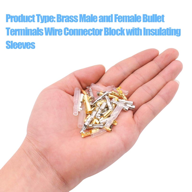 DYWISHKEY 320Pieces 3.9mm Brass Male and Female Bullet Terminals Wire Connector Block with Insulating Sleeves for Car Truck Motorcycle Bike - Image 5